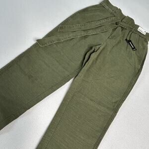 Express Womens Size 6 NWT Vintage Ankle Paperbag Pants Extreme High Rise Green